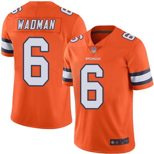 Men Denver Broncos 6 Colby Wadman Limited Orange Rush Vapor Untouchable Football NFL Jersey